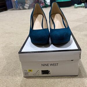 NIB Nine West Teal Suede Heels for Women size 7.5M